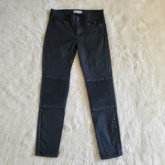 Madewell Skinny Skinny Racetrack Black Coated Moto Jeans Size 28 - Picture 4 of 13